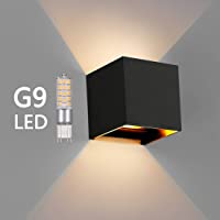 OOWOLF Lampara De Pared- Aplique De Pared Exterior Impermeable IP65 Con Luz Blanco Cálido 3000K LED Bombillas…